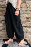 Lina Linen Blend Barrel Pant Black